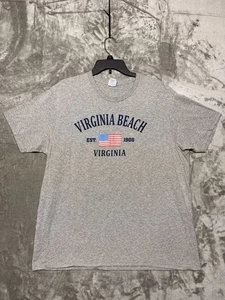 Camiseta Virginia Beach 2XL Gris Bandera Est 1906 Manga Corta Yazbek Souvenir Tee - Imagen 1 de 7