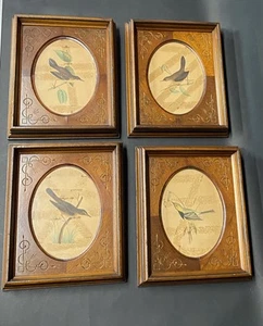 Lot of 4 Vintage Frame Picture Wooden Art Brown Wood Hand Carved Western SFA - Picture 1 of 21