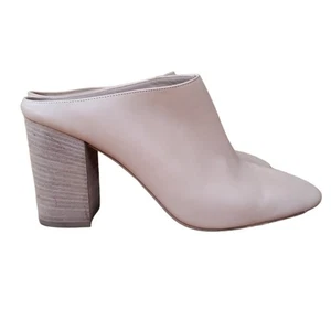 Mules Vince Old Money de cuero suave con tacón ancho para mujer talla 9,5 beige nude oficina - Imagen 1 de 5