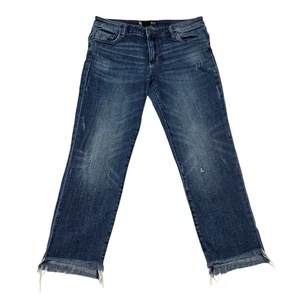 Kut From The Kloth Damen blau Denim Distressed Cropped Jeans roher Saum Größe 8 - Bild 1 von 11