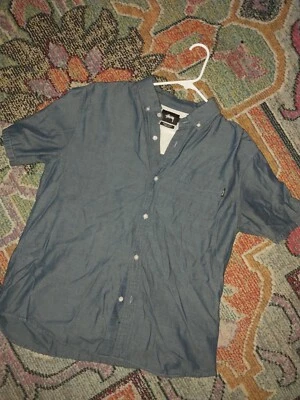 Manga Corta Stussy Azul Abotonada Talla L Foto 1 de 4