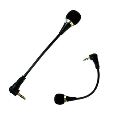 MICROFONO JACK 3.5 MM SMARTPHONE VIDEO CHIAMATE INTERNET FLESSIBILE PC NERO - Immagine 1 di 4