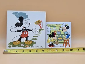 Vintage Walt Disney Mickey Mouse Tile And Wall Hanger - Picture 1 of 7