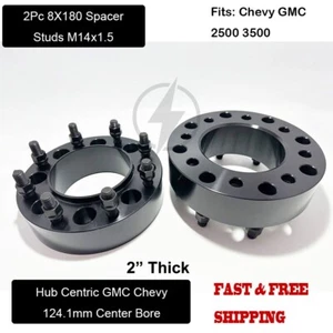 8x180 Hub Centric Wheel Spacers 2" inch Chevy Silverado GMC Sierra 2500 3500 2pc - Picture 1 of 6