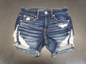 Women's American Eagle Outfitters Strigid Ripped Frayed Denim Mom Shorts Size-2 - Imagen 1 de 12