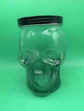 AMICI HOME CLEAR GLASS SPOOKY 7" SKULL HALLOWEEN DECOR CANDY CANISTER JAR W/LID