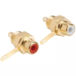 Gold RCA Jack Solder Type w/Nut Pair Hex Type - Picture 1 of 2