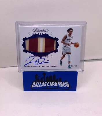 2018 Panini Flawless Collegiate JEROME ROBINSON Rookie Patch Auto Sapphire 3/15 - Image 1 of 2