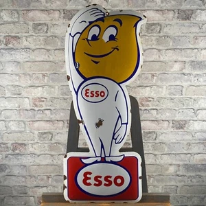ESSO Enamel Sign 31.5x13" (80x33cm) Rare Unique Collector Motor Oil Wall Signage - Picture 1 of 24