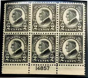 US VINTAGE #610Warren G Harding 1923 Issue PLATE BLK-6 Mint, O.G - Bild 1 von 1