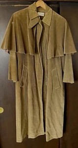 Womens - Large - CALVIN KLEIN - Thick Corduroy - Removable Cape 50" Trench Coat - Picture 1 of 21
