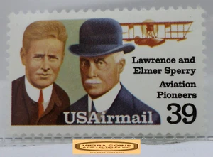 USA Airmail Lawrence and Elmer Sperry Aviation Pioneers 39 Cents Stamp #S41419NQ - Picture 1 of 2