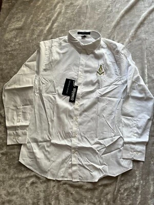 Large White Master Mason Button Down Dress Shirt Wicking Stretch Long Sleeve NEW - Image 1 of 3