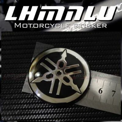 FOR YAMAHA  3D LOGO BLACK SILVER STICKER  TUNING FORK DECAL EMBLEM 50 mm - Изображение 1 из 4
