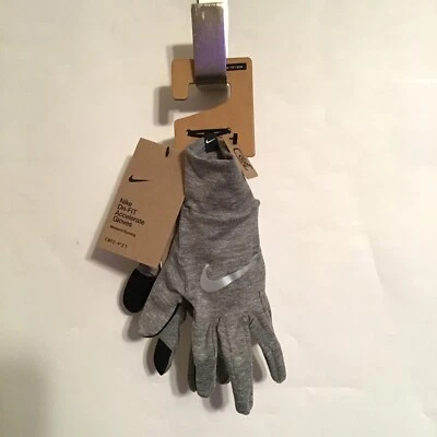 Nike Dri-FIT Accelerate Running Gloves Gray Touch-Screen Text Womens Size XS New - Image 1 of 4