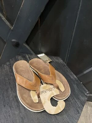 Sandalias chanclas de playa de cuero tostado Olukai Nalukai zapatos para hombre talla 8 nuevas sin caja Foto 1 de 4