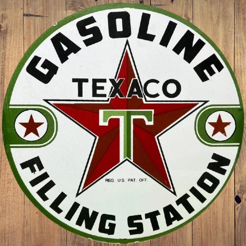 Texaco Filling station  Porcelain Enamel Heavy Metal Sign 30 Inches Double  Side - Image 1 of 4