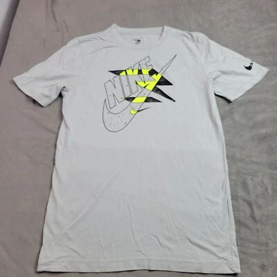 Nike Youth T-Shirt 13-15 Light Gray Neon Yellow Graphic Short Sleeve Casual Tee - Image 1 of 4