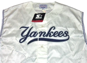 NEW VINTAGE 90's NEW YORK YANKEES STARTER SATIN SCRIPT JERSEY 2XL SEWN RARE! - Bild 1 von 3
