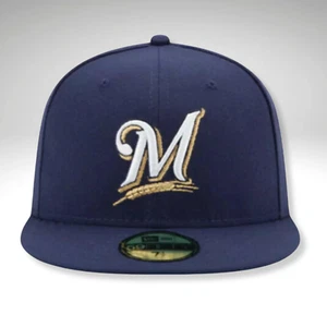 Gorra ajustada Milwaukee Brewers MIL MLB auténtica New Era 59FIFTY - azul marino - Imagen 1 de 2