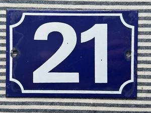 Antique French Porcelain House No. 21 door / gate plaque metal sign. - Picture 1 of 4