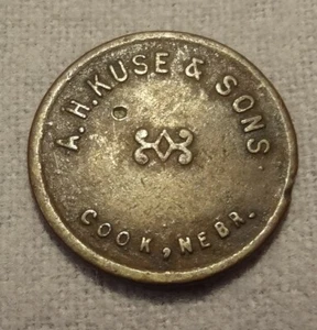 A.H.KUSE & SONS GOOD FOR 1 CENT TOKEN COOK NEBR - Picture 1 of 2