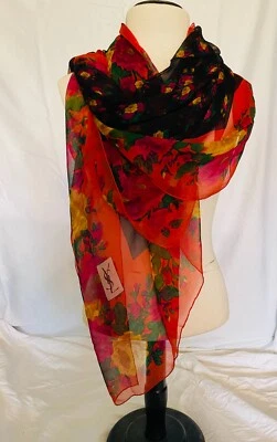 Bufanda cuadrada vintage YSL Silk Mousseline 54" 1990 Foto 1 de 3