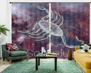 Silver Pick Scorpion 3D Curtain Blockout Photo Printing Curtains Drape Fabric - Picture 1 of 12
