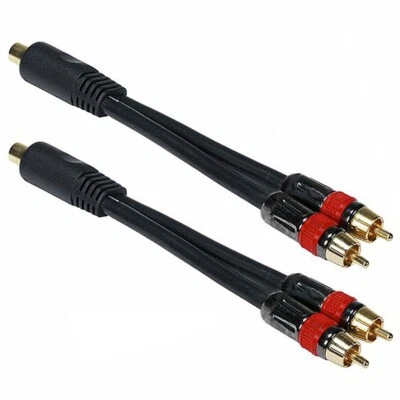 2 Pcs 0.5FT RCA 1 Female to 2 Male Splitter Y Adapter Digital Coax Audio Cable - Image 1 of 3