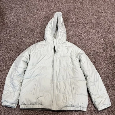 Abercrombie Kids Faux Fur Coat Girls 17/18 Mint Green Hooded Warm Winter Jacket - Image 1 of 4