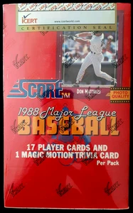 Caja de cera de béisbol Score 1988 (36 paquetes sellados) certificado ICERT 26220 - Imagen 1 de 5