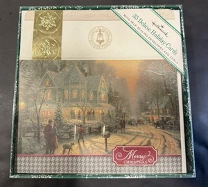 Set di 35 cartoline natalizie Thomas Kinkade Hallmark Deluxe nuove con scatola - Foto 1 di 9