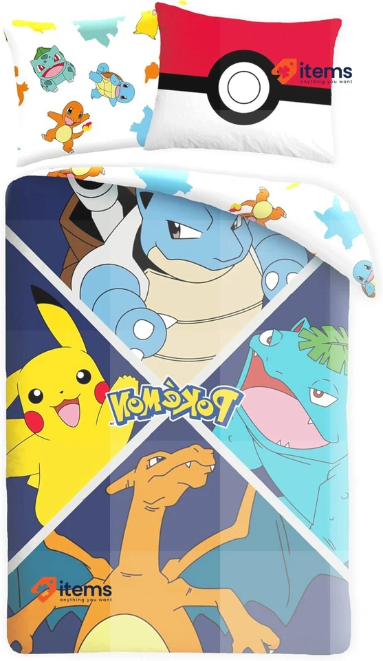 Halantex Pokemon Evolution Bambini Set da Letto POK611 Multicolore Reversibile - Immagine 1 di 1