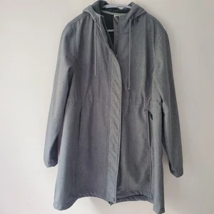 Outdoor Ventures Woman Soft Shell Gray Hooded Windbreaker Jacket Fleece Lined XL - Picture 1 of 17