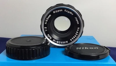Nikon NIKKOR -H Auto 1:2 f=50mm lens in good condition with period bottom cap  - Image 1 of 4