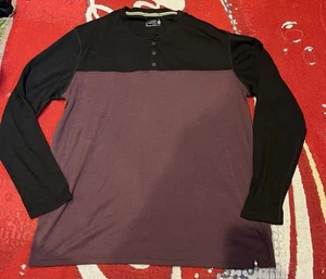 Smartwool Merino Sport 250 Henley Men’s XL Maroon Black Long Sleeve Shirt - Picture 1 of 12