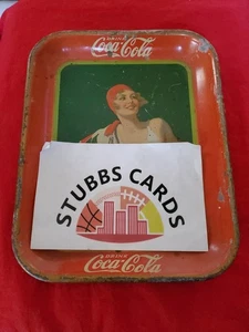 1930 Coca-Cola Metal Tray Made in USA Girl In Bathing Swim Suit Glass Bottle - Picture 1 of 3