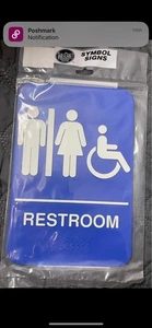 Insegna bagno uomo/donna/accessibile 9x6 blu conforme ADA - Foto 1 di 1