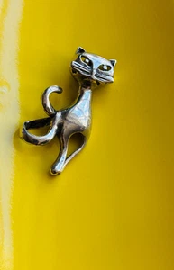 Vintage 925 Sterlingsilber KATZE MUSCHI KATZE PUSSYCAT ANHÄNGER 1,5" x 0,75" SCHÖN - Bild 1 von 5