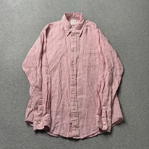 Brooks Brothers Shirt Mens Medium Pink Linen The Original Polo Preppy Colorful - Picture 1 of 10
