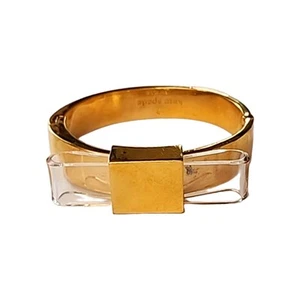 Kate Spade New York Gold Tone And Lucite Bow Hinged Bangle Bracelet Signed Rare - Picture 1 of 4