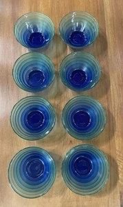 Juego de 8 cuencos de postre de vidrio Duralex Francia de colección verde azul colmena - precioso - Imagen 1 de 8