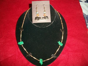 Vintage Navajo Fetisch Nashorn Halskette & Hängel Ohrring Set Neu im Karton - Bild 1 von 6