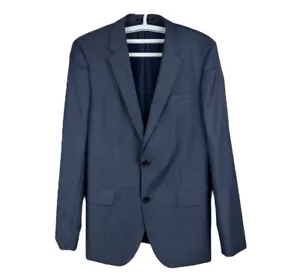 Hugo Boss Huge2 Genius1 Super 130 100% Wool Men’s Navy Grey Blue Suit Coat - 40R - Picture 1 of 13