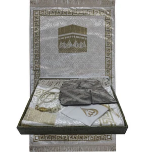 Modefa Turco Lujo Terciopelo Delgado Estera de Oración Islámica - Kaba Oro Deluxe Set de Regalo - Imagen 1 de 6