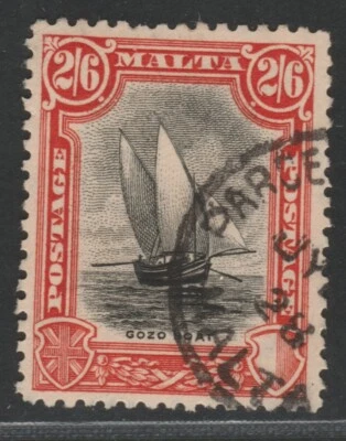 Malta GV 1926-27 Postage 2/6 black & vermilion sg169 used - Image 1 of 2