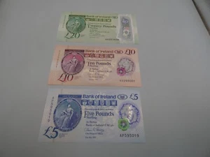 £5, £10, £20 : Full Set Bank of Ireland : UNCirculated : Polymer - Picture 1 of 7