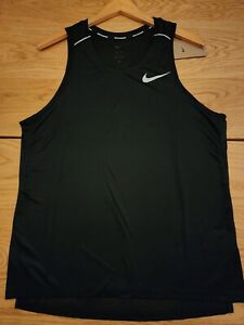 Nike Dri Fit Miler Breathe Running Tank Top Men's Size Large AJ7562-010 Nwt