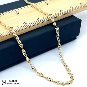 9 Karat Gelbgold Singapur Kette Herren & Frauen verdrehte Halskette 375 gestempelt 2 mm - Bild 1 von 7