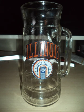Vintage Chief Illiniwek University Of Illinois Fighting Illini Glass Mug U of IL Cover